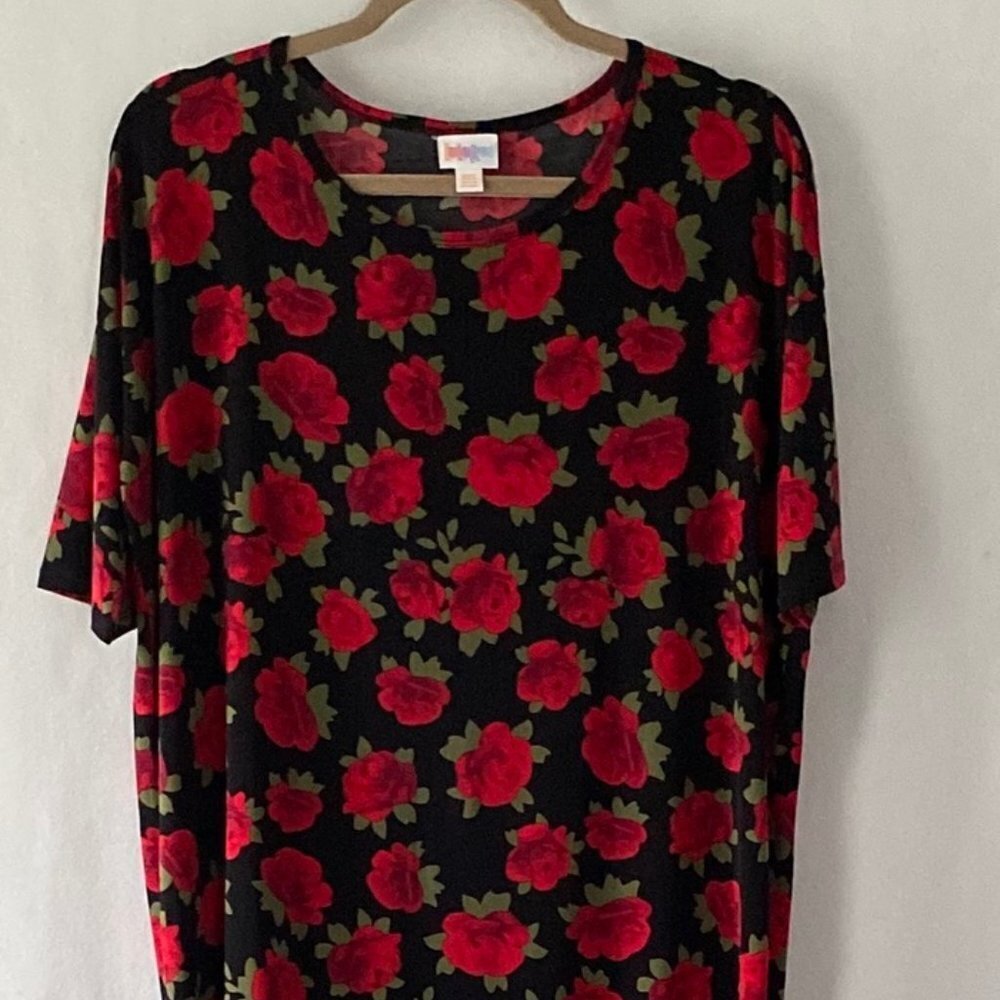 LuLa Roe XXS Simple Comfortable Red Rose Tunic